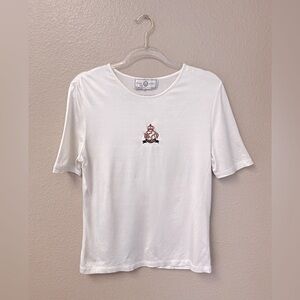 St. John Sport Cotton Blend Embroidered Emblem T-Shirt